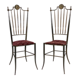 Paire vintage de chaises hautes en laiton de Chiavari, Italie Années 1950