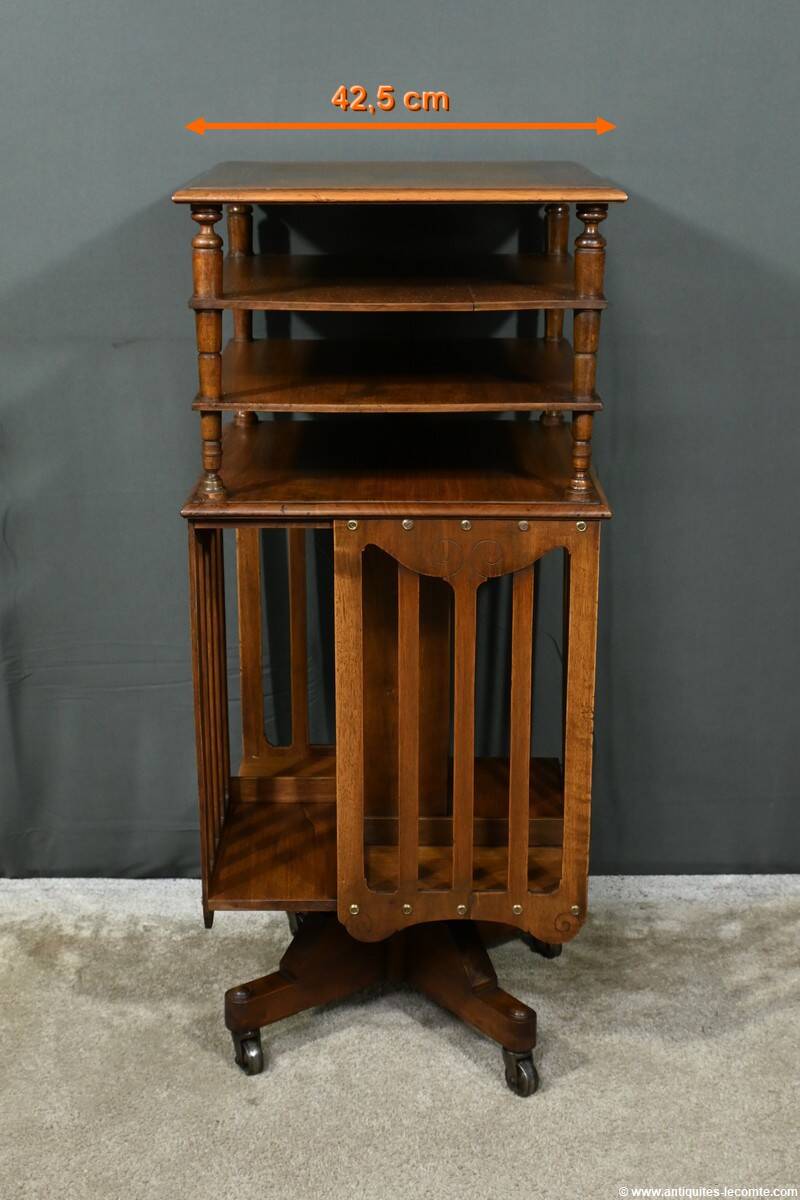 Revolving Walnut Bookcase, stamped G.Lancelin – 1900