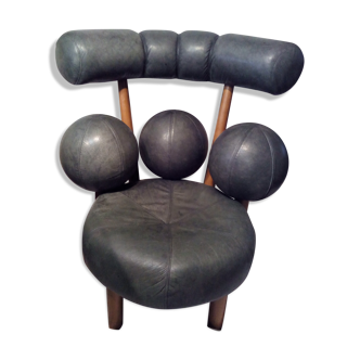 Fauteuil design en cuir année 70