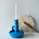 Candle holder fat lava blue