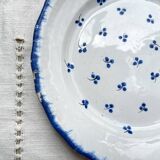 Ancienne Assiette Faïence Française XIXème motif petites fleures bleues