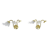 Pair of vintage brass wall lights with flower and glass tulip. 80 years