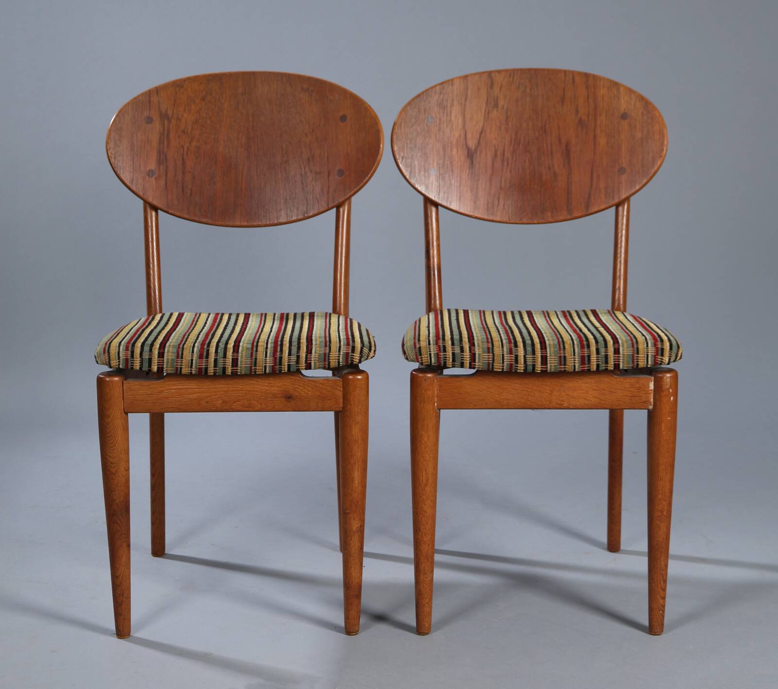 2 teak and velvet chairs - Denmark 50s/60s
