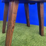 Pair of brutalist T-shaped chairs, solid Aranjou elm, design Olavi Hanninen, 1970