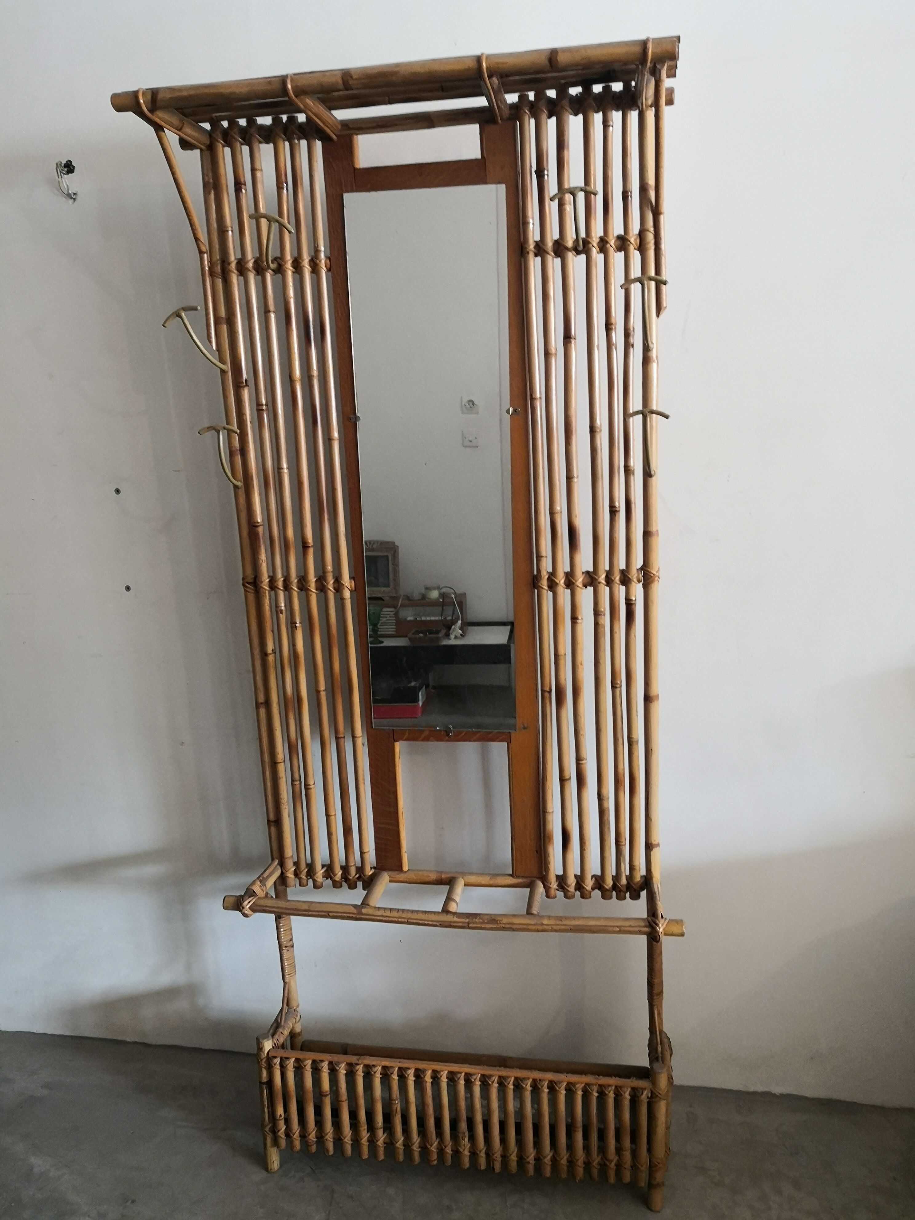 70s bamboo coat rack