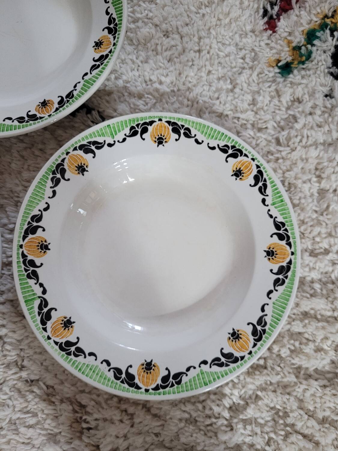 Set of 5 Maroussia Digoin Sarreguemines soup plates