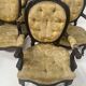 Set of eight Napoleon III style Louis XV armchairs in rosewood, 20th century.