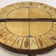 Round coffee table herbarium Roger Capron, Vallauris - ceramic and wooden structure
