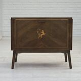 1960s, Danish radio/TV commode, laqered ash wood, wood marquetry door.