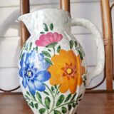 Pitcher vase shiny flowered ceramic
