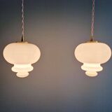 Scandinavian trio of suspensions in white opaline, 1960.