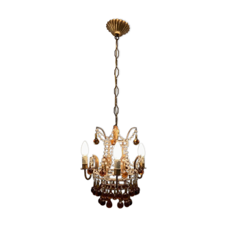 Venetian Gilded Murano Glass Drop Chandelier