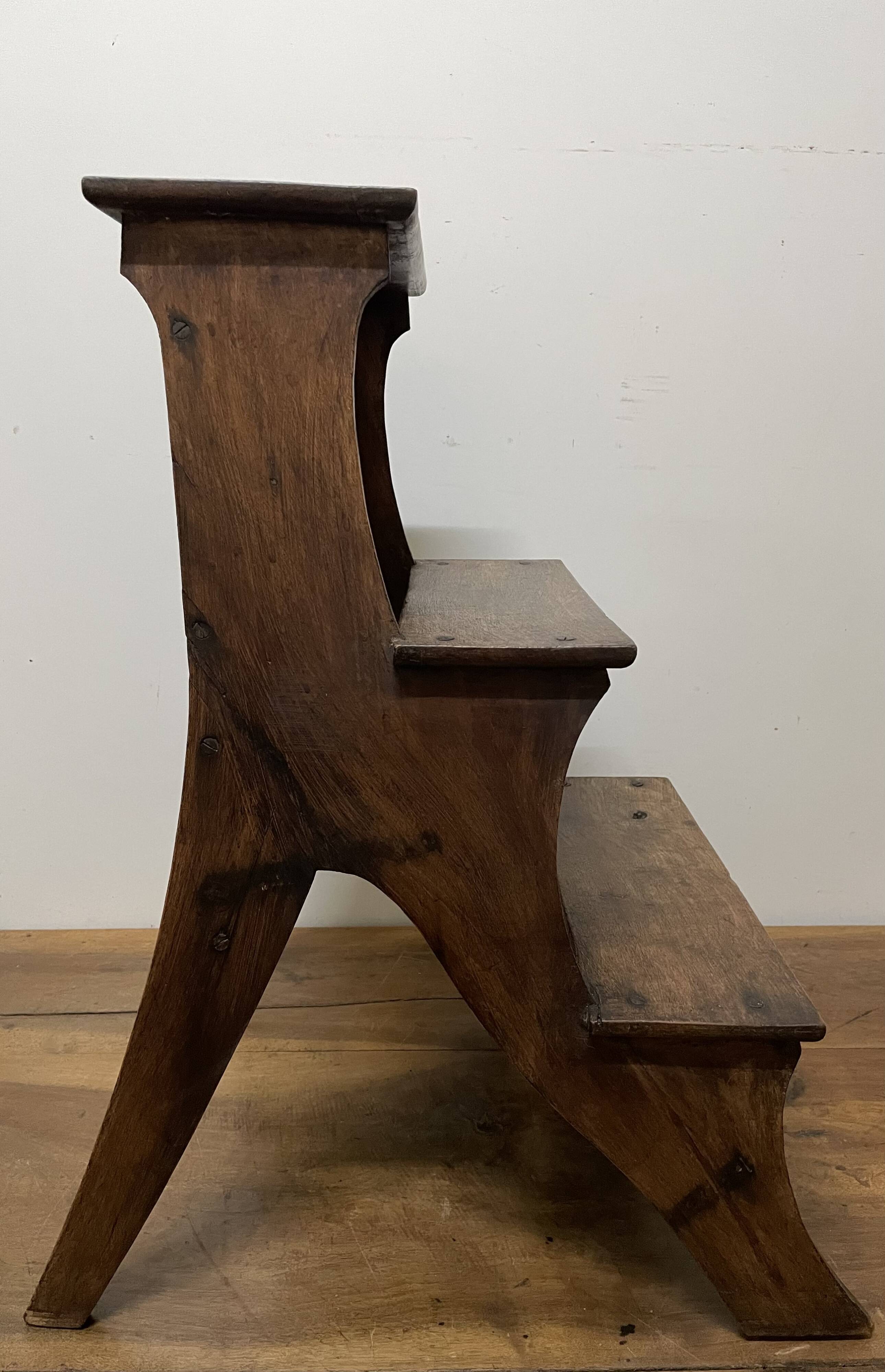 Walnut bookcase step stool