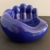 Ceramic ashtray, blue hand shape