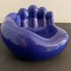 Ceramic ashtray, blue hand shape