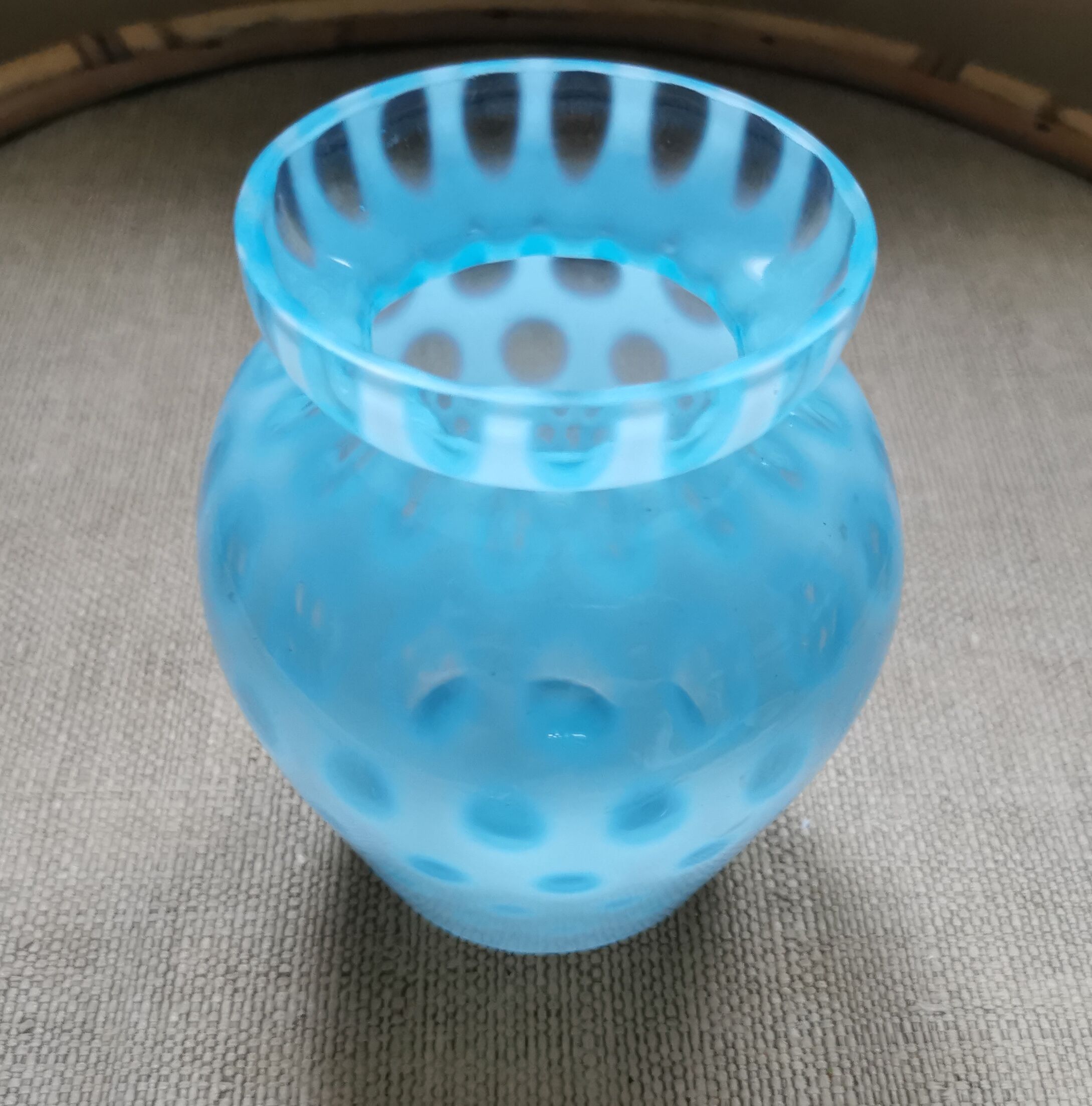 Vintage turquoise glass vase