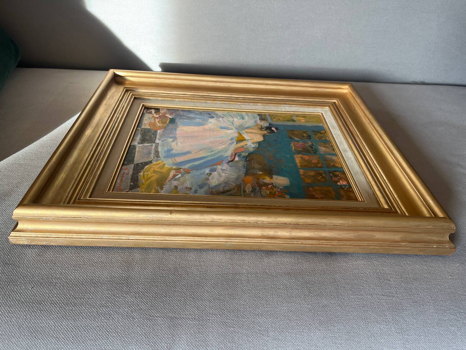 Le repos, huile sur toile marouflée sur carton signée Dassimov