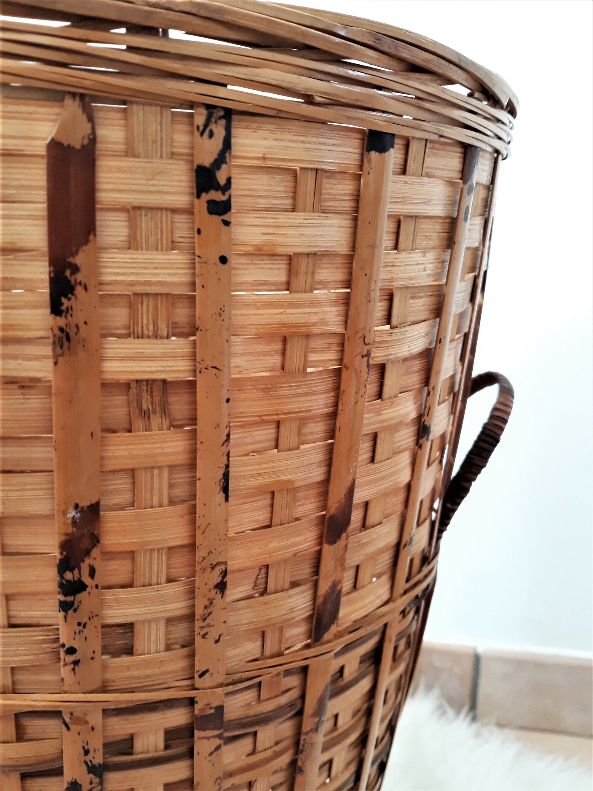 Large wicker basket / high rattan - Rattan pan / wicker XXL