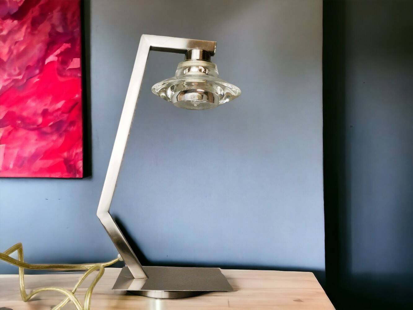 Chromed metal halogen dimmer desk lamp