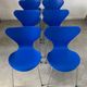 Lot 8 blue chairs series 7 design Arne Jacobsen for Fritz Hansen Denmark vintage
