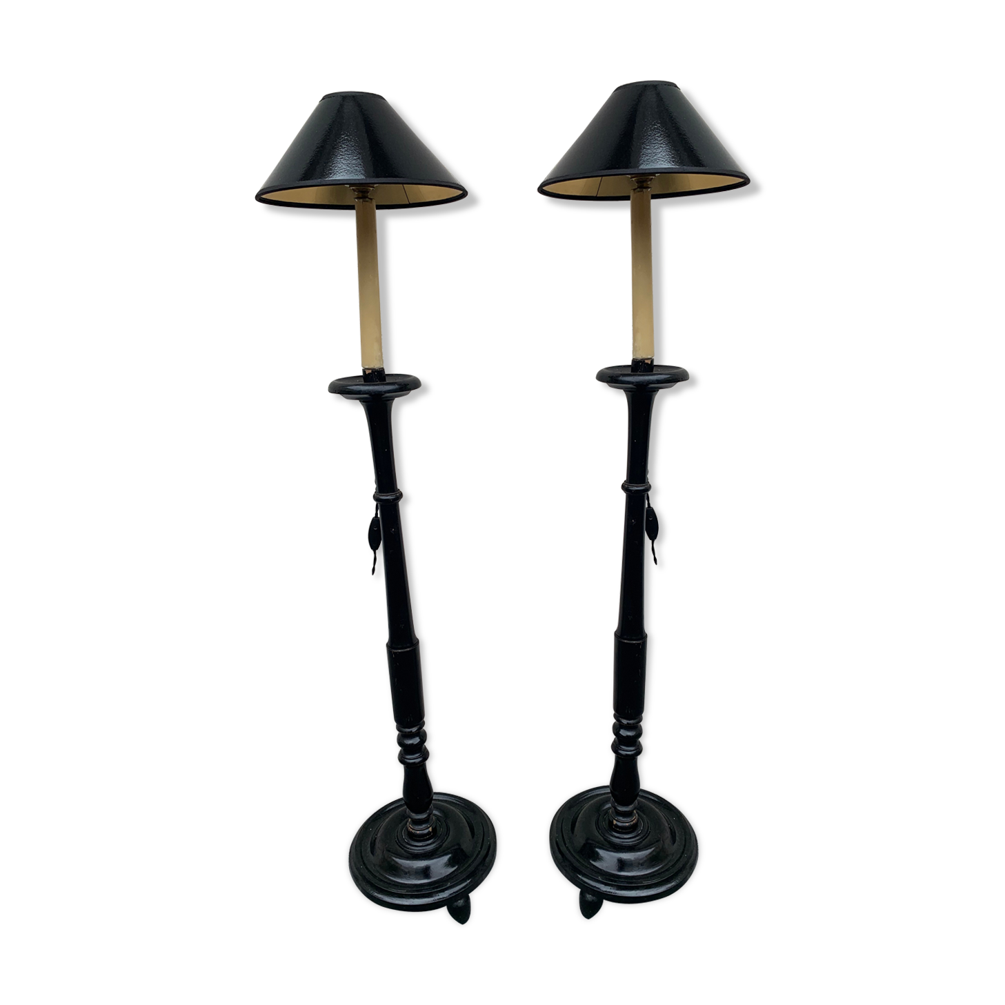 Pair of blackened wooden lampposts Napoleon III