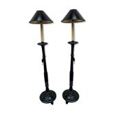 Paire de lampadaires en bois noirci Napoléon III