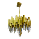 Rare 1970s Lumica chandelier in brass and crystal.