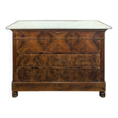 Louis Philippe commode in flamed mahogany with Carrara marble.