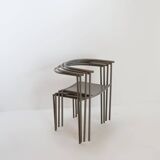 Set of 4 gray metal chairs in the style of Starck's "Von Vogelsans" model