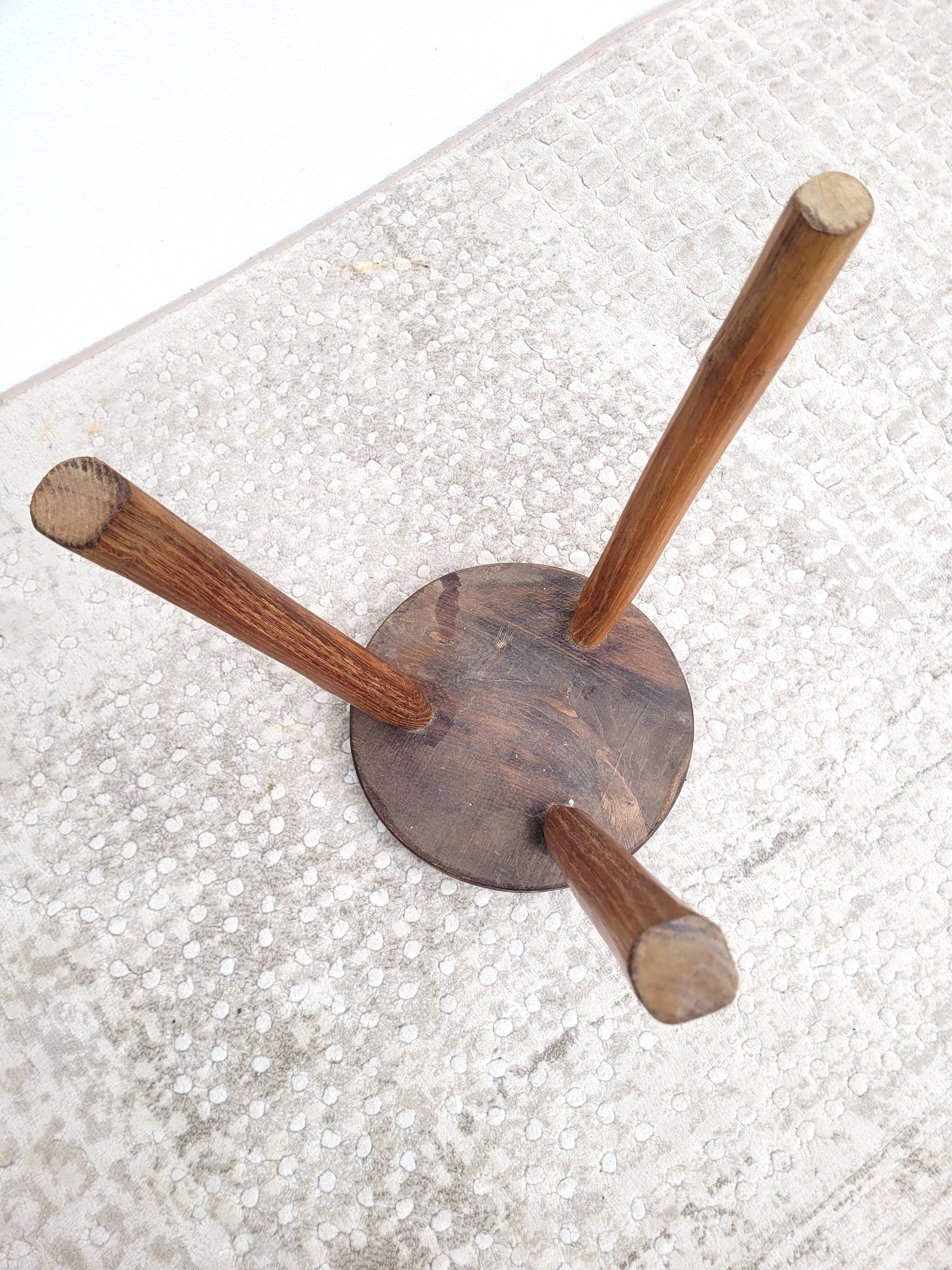 Wooden tripod country stool