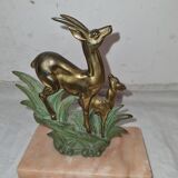 Bookends art deco bronze & marble gazelles