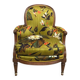 Fauteuil Bergère à coussin de style louis XVI retravaillee