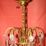 Bronze and crystal chandelier with 4 arms from the early 20th century