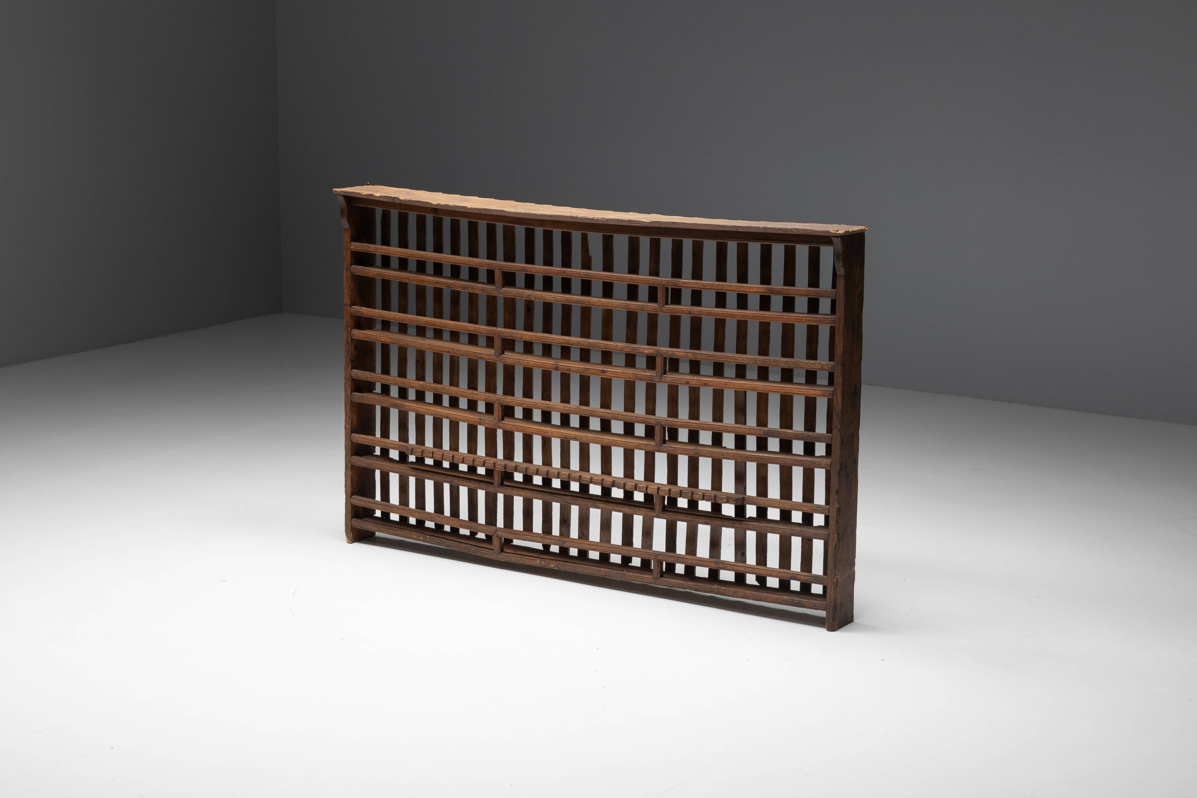 Rural Travail Populaire Shelving Unit, France, 19th Century