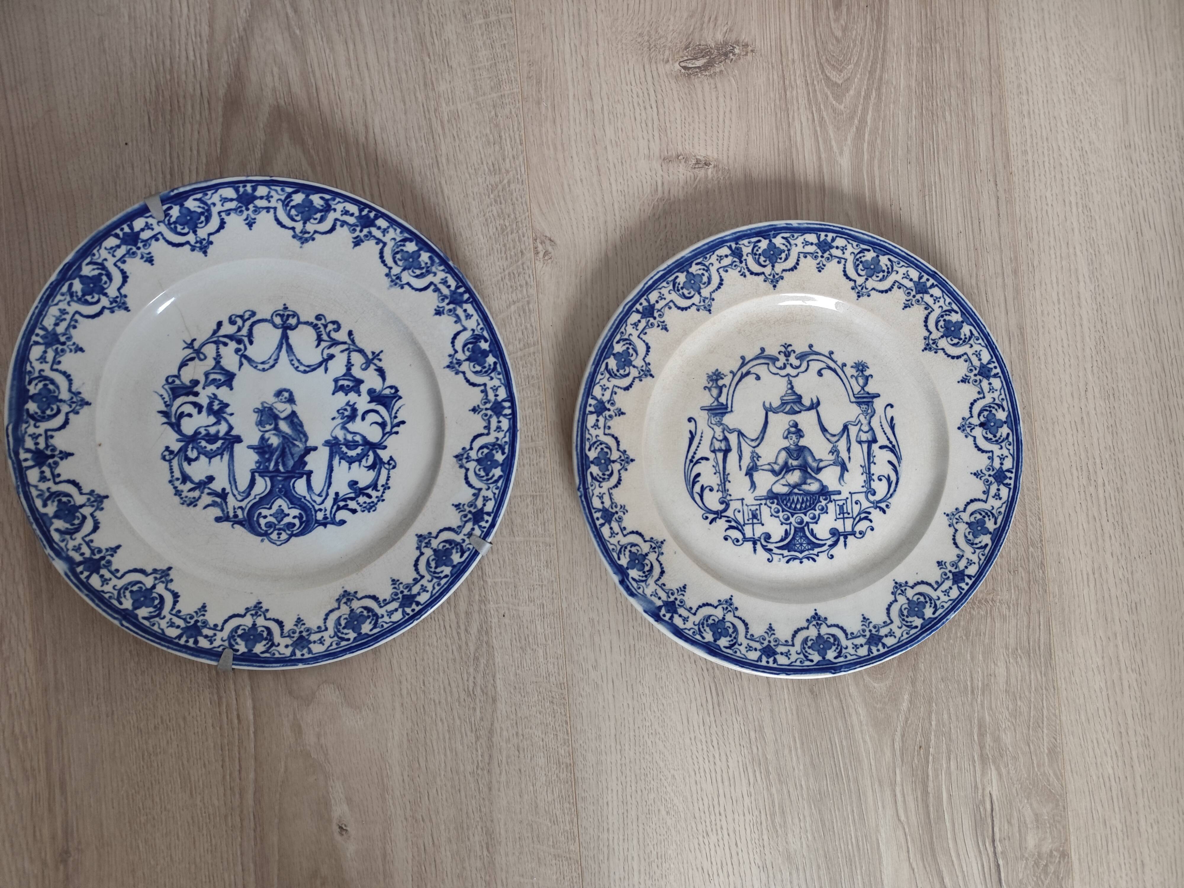 Duo d'assiettes Jules VIEILLARD & Cie XIXè Modèle Moustiers
