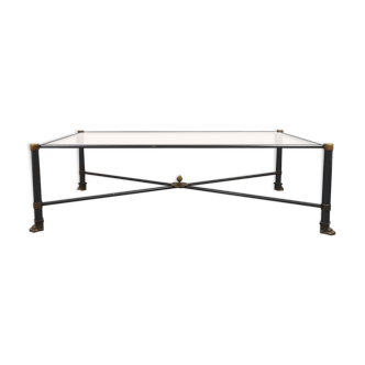 Vintage table, brass glass metal, circa 1950