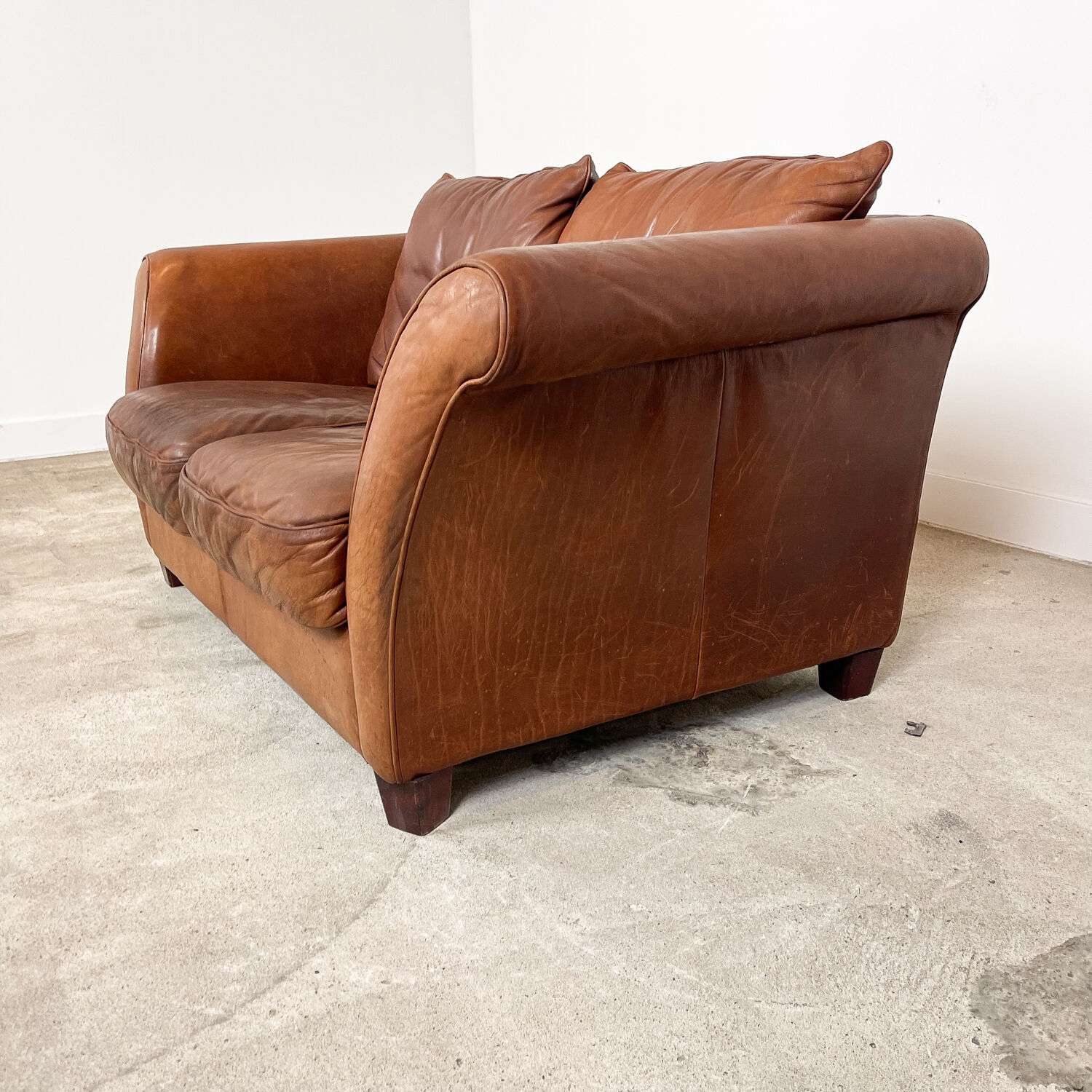 Vintage sheep leather two seater sofa Hoofddorp