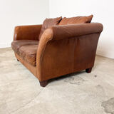 Vintage sheep leather two seater sofa Hoofddorp