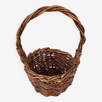 Small round woven wicker basket