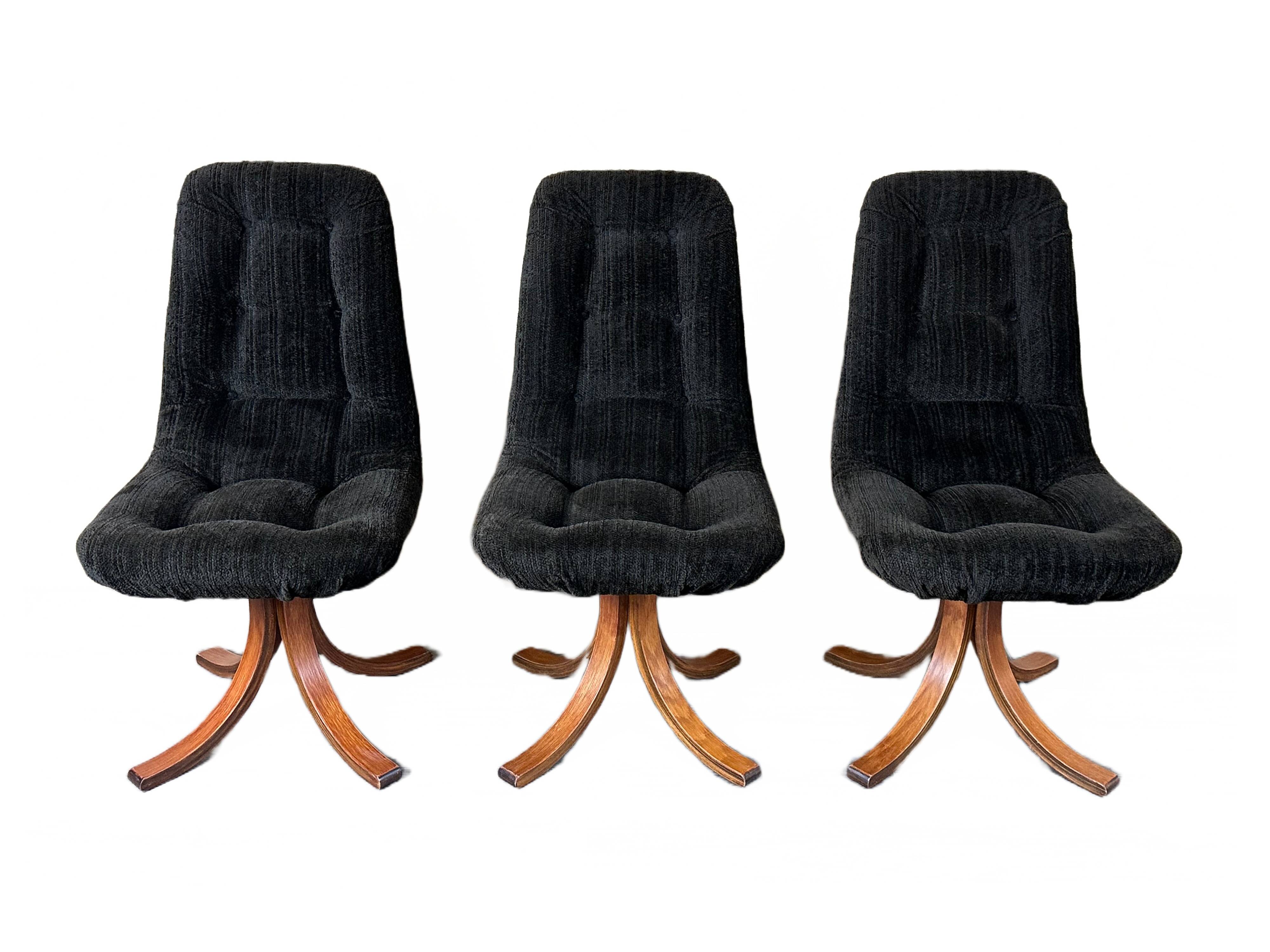 3x 60s 70s chair swivel chair dining chair mid century Danish modern design