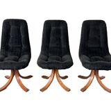 3x 60s 70s chair swivel chair dining chair mid century Danish modern design