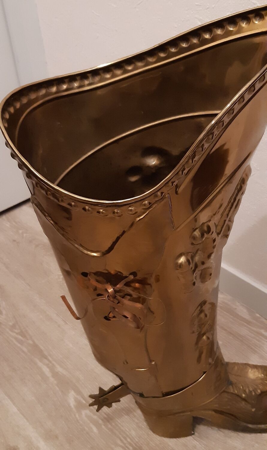 Brass boot umbrella stand