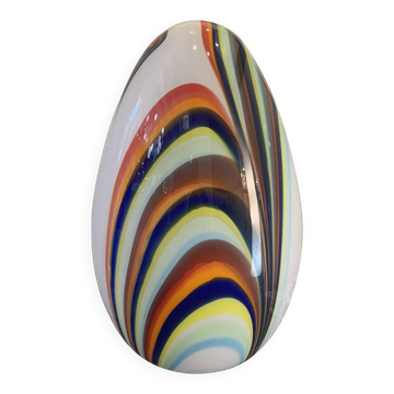 Contemporary Murano-Style White Egg Lamp with Multicoloured Reeds