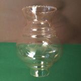 Duo of transparent glass tulips with beaded edges