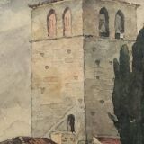 Watercolor paper church of st just de valcabrere haute garonne 31, r. chausson