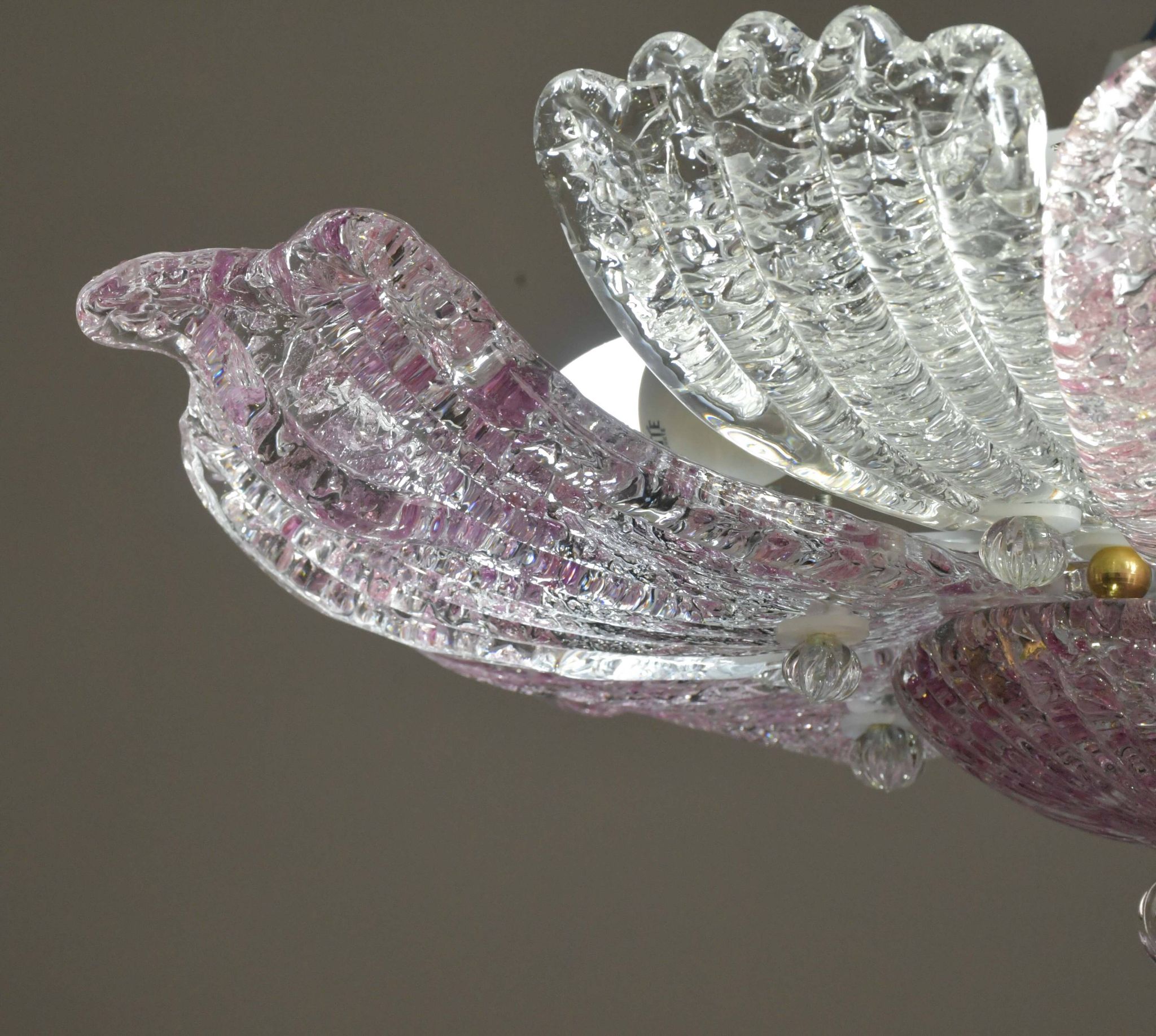 Plafonnier vintage en verre de Murano rose