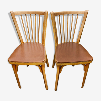 2 chaises Baumann n°12 assise marron