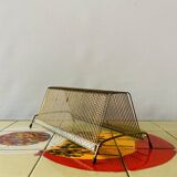 Vintage record holder in gold metal - for 50 vinyls