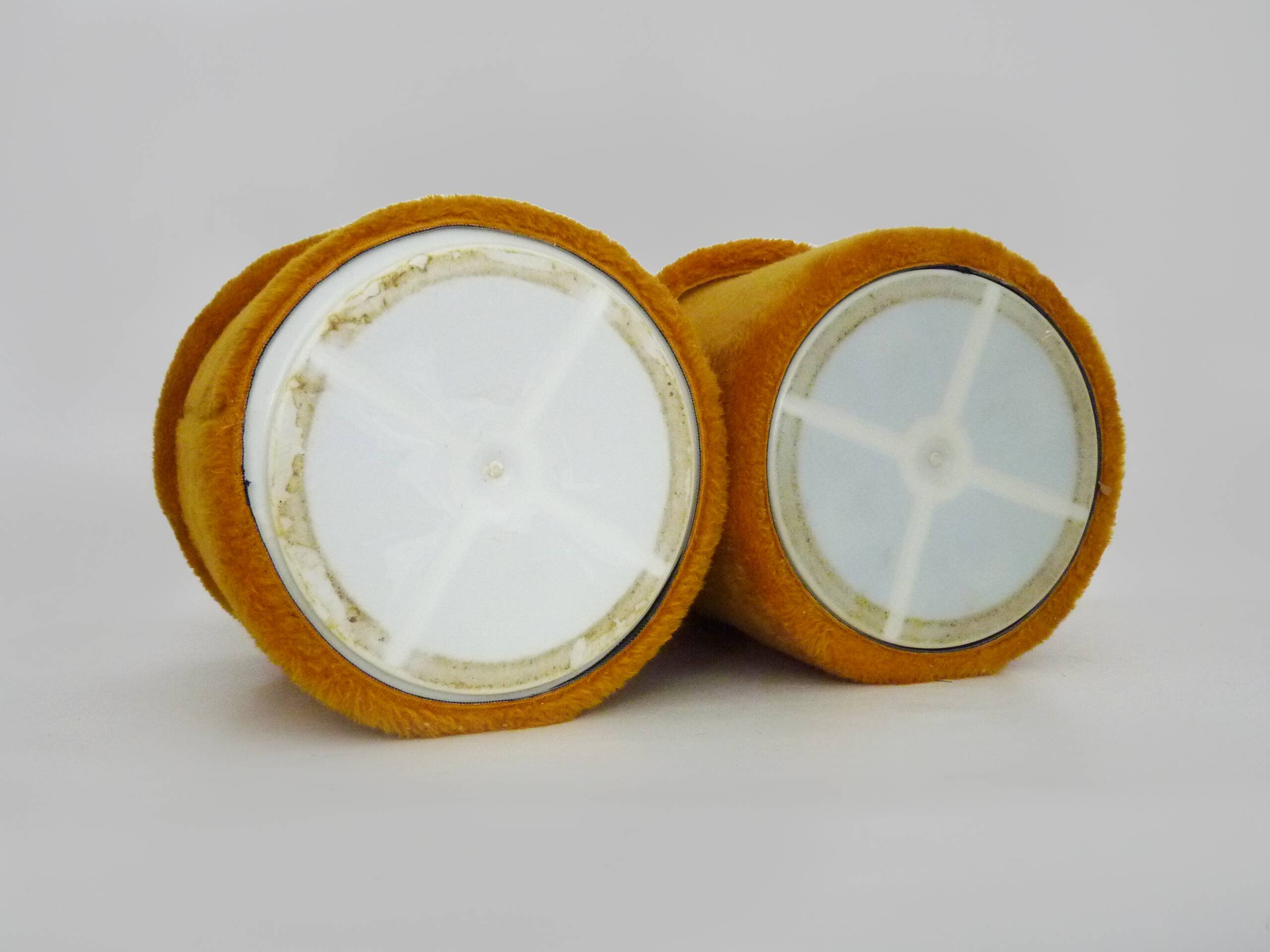 Pair of poufs, fur stools with storage inside, 1970s.