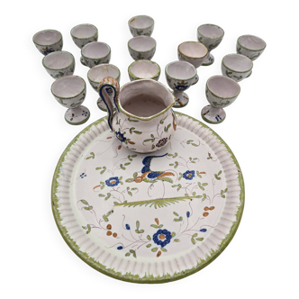 Ensemble Moustiers - Assiette, pot et 15 coquetiers